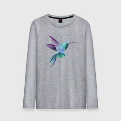 Лонгслив хлопковый мужской Красивая колибри, цвет: меланж