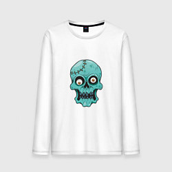 Лонгслив хлопковый мужской Zombie Skull, цвет: белый