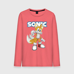 Лонгслив хлопковый мужской Майлз Тейлз Прауэр Sonic Видеоигра, цвет: коралловый