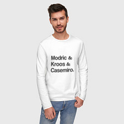 Лонгслив хлопковый мужской Modric, Kroos, Casemiro, цвет: белый — фото 2