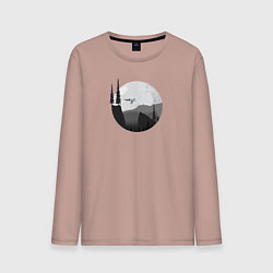 Лонгслив хлопковый мужской Давай через овраг, цвет: пыльно-розовый