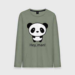 Лонгслив хлопковый мужской Эй, чувак! Панда Hey, man! Panda, цвет: авокадо