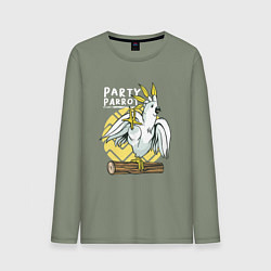 Лонгслив хлопковый мужской Попугай тусовщик Party Parrot, цвет: авокадо