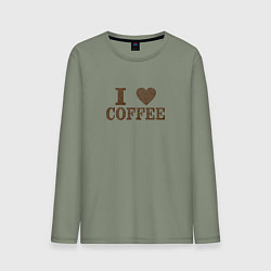 Лонгслив хлопковый мужской I love coffee!, цвет: авокадо