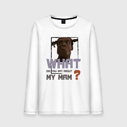 Лонгслив хлопковый мужской What did you say about my mam DR, цвет: белый
