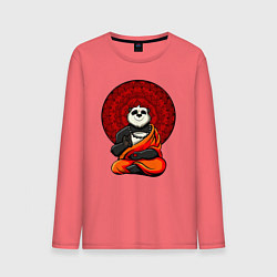 Лонгслив хлопковый мужской Медитация панды Дзен, цвет: коралловый