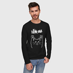 Лонгслив хлопковый мужской Blink 182 Рок кот, цвет: черный — фото 2