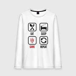 Лонгслив хлопковый мужской Eat Sleep The Witcher Repeat, цвет: белый