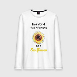 Лонгслив хлопковый мужской Be a Sunflower, цвет: белый