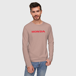 Лонгслив хлопковый мужской HONDA ХОНДА LOGO спина, цвет: пыльно-розовый — фото 2