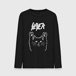 Лонгслив хлопковый мужской Slayer Рок кот, цвет: черный