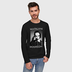 Лонгслив хлопковый мужской Marilyn Manson фото, цвет: черный — фото 2