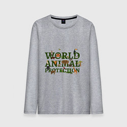 Лонгслив хлопковый мужской WORLD ANIMAL PROTECTION, цвет: меланж