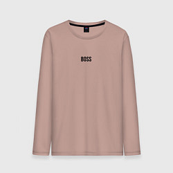 Лонгслив хлопковый мужской Boss Black Text, цвет: пыльно-розовый
