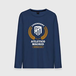 Лонгслив хлопковый мужской Лого Atletico Madrid и надпись Legendary Football, цвет: тёмно-синий