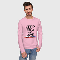 Лонгслив хлопковый мужской Keep calm Nakhodka Находка, цвет: светло-розовый — фото 2