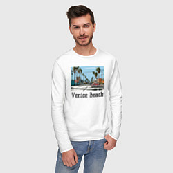 Лонгслив хлопковый мужской Los Angeles Venis Beach, цвет: белый — фото 2
