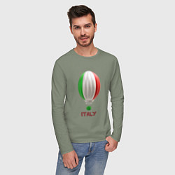 Лонгслив хлопковый мужской 3d aerostat Italy flag, цвет: авокадо — фото 2
