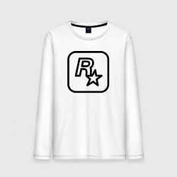 Лонгслив хлопковый мужской Логотип Rockstar games чб, цвет: белый