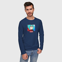 Лонгслив хлопковый мужской Sad Tomoe Tsuki ga Michibiku Isekai Douchuu, цвет: тёмно-синий — фото 2