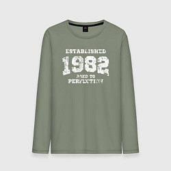 Лонгслив хлопковый мужской Основана в 1982 году доведено до совершенства, цвет: авокадо