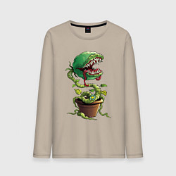 Лонгслив хлопковый мужской Plant - Piranha, цвет: миндальный