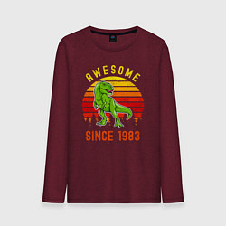 Лонгслив хлопковый мужской Потрясающий динозавр с 1983 года, цвет: меланж-бордовый