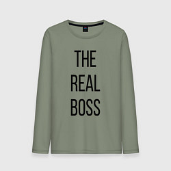 Лонгслив хлопковый мужской The real boss!, цвет: авокадо