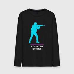 Лонгслив хлопковый мужской Символ Counter Strike в неоновых цветах, цвет: черный