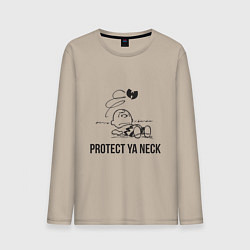 Лонгслив хлопковый мужской WU Protect Ya Neck, цвет: миндальный