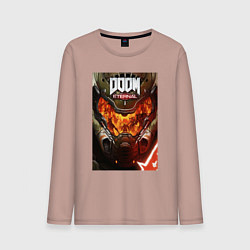 Лонгслив хлопковый мужской Doom eternal - poster, цвет: пыльно-розовый