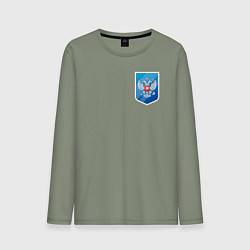 Лонгслив хлопковый мужской Синий герб России, цвет: авокадо