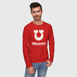 Лонгслив хлопковый мужской Ультрамарины винтаж лого, цвет: красный — фото 2