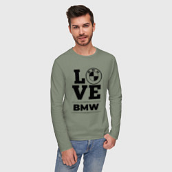 Лонгслив хлопковый мужской BMW love classic, цвет: авокадо — фото 2