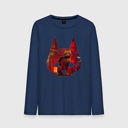 Лонгслив хлопковый мужской Кот из игры Stray, цвет: тёмно-синий