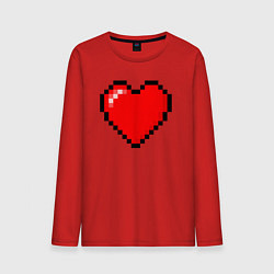 Лонгслив хлопковый мужской Пиксельное сердце-здоровье - Красный, цвет: красный