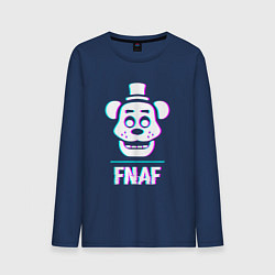 Лонгслив хлопковый мужской FNAF в стиле glitch и баги графики, цвет: тёмно-синий