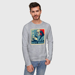 Лонгслив хлопковый мужской Make tea, not war, цвет: меланж — фото 2