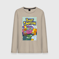 Лонгслив хлопковый мужской Барт Симпсон устроил из автомобиля аквариум, цвет: миндальный