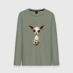 Лонгслив хлопковый мужской Футбол - Чихуахуа, цвет: авокадо