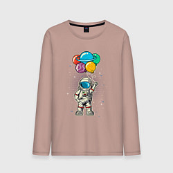 Мужской лонгслив Космонавт на воздушных шариках
