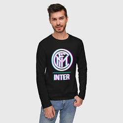Лонгслив хлопковый мужской Inter FC в стиле glitch, цвет: черный — фото 2