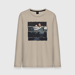 Лонгслив хлопковый мужской Внедорожник и медведь, цвет: миндальный