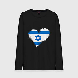 Лонгслив хлопковый мужской Сердце - Израиль, цвет: черный