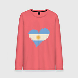 Лонгслив хлопковый мужской Сердце - Аргентина, цвет: коралловый
