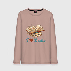 Лонгслив хлопковый мужской Я люблю книги, цвет: пыльно-розовый