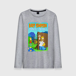 Лонгслив хлопковый мужской Барт Симпсон дурит своего батю - розыгрыш, цвет: меланж