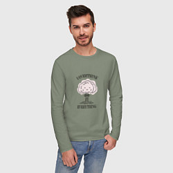 Лонгслив хлопковый мужской I Overthink Everything, цвет: авокадо — фото 2