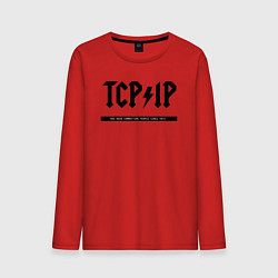 Лонгслив хлопковый мужской TCPIP Connecting people since 1972, цвет: красный