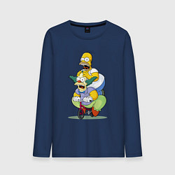 Мужской лонгслив Гомер Симпсон и Клоун Красти едут на детском велос